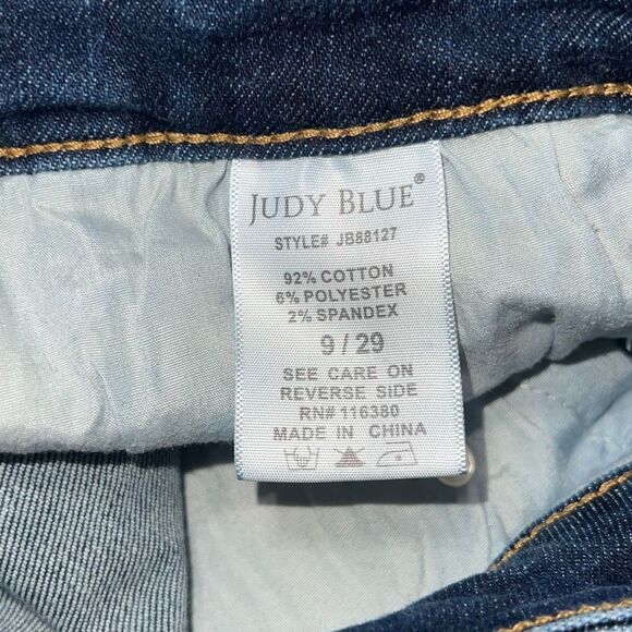 Judy Blue High Waist Crop Straight Leg Dark Denim Jeans size 9 / 29 - Picture 7 of 7